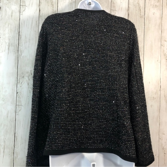 NY Collection Tweed Style Open Front Cardigan Large - Picture 3 of 9